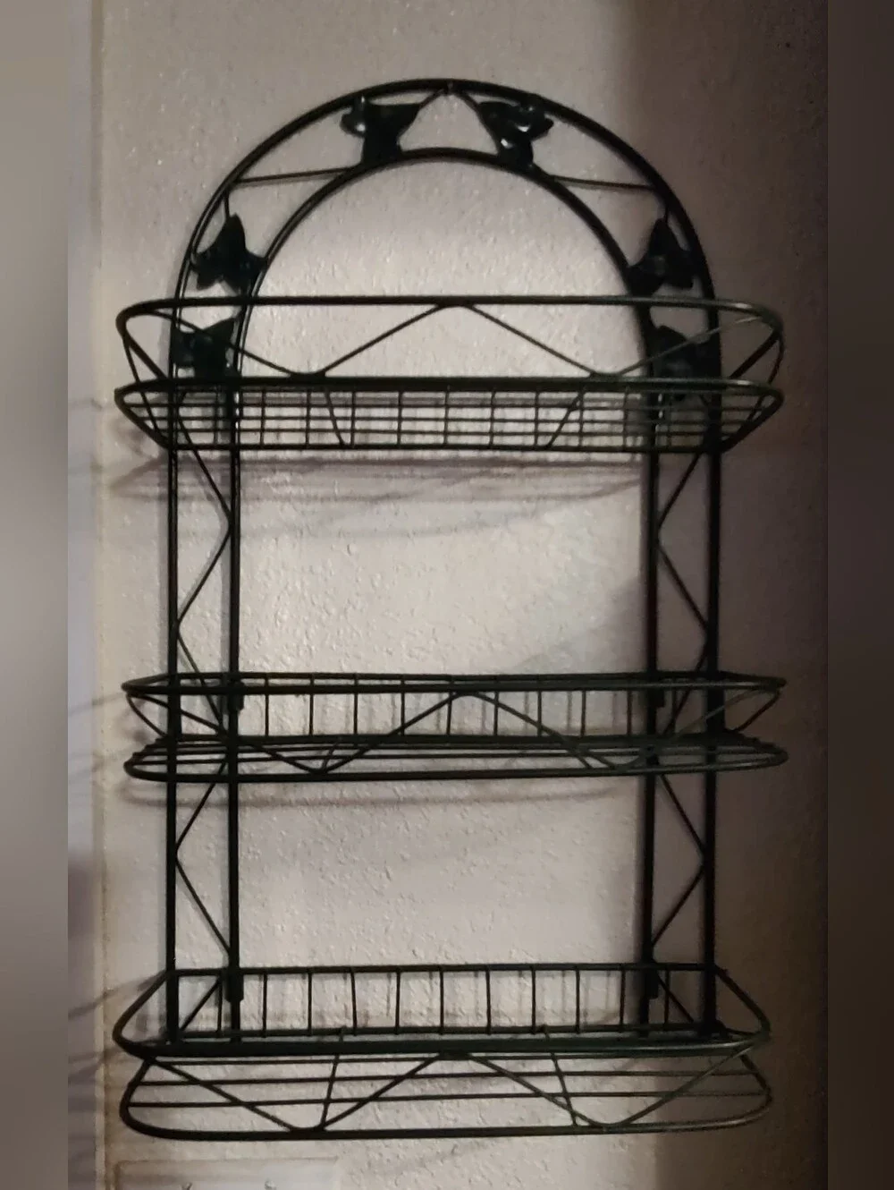 Three-Tier Metal Wall Shelf - Dark Green Ivy